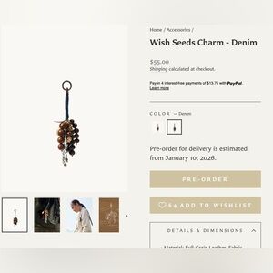 Songmont Denim Wish Seeds Charm